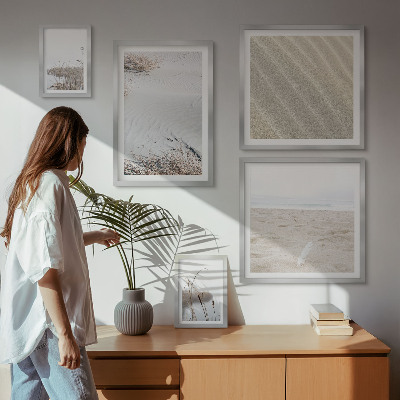 Tavelvägg med 5 tavlor Minimalistiska strandmotiv