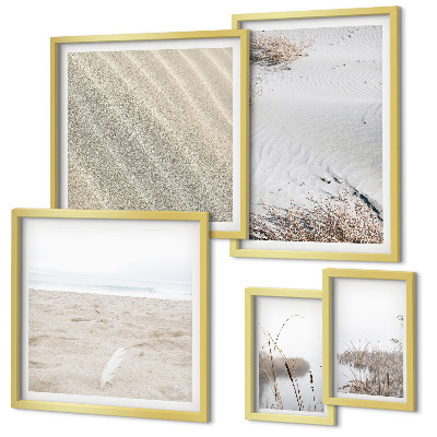 Tavelvägg med 5 tavlor Minimalistiska strandmotiv