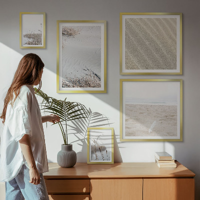 Tavelvägg med 5 tavlor Minimalistiska strandmotiv