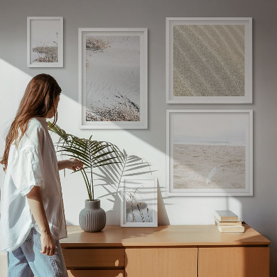 Tavelvägg med 5 tavlor Minimalistiska strandmotiv