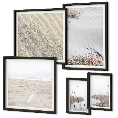 Tavelvägg med 5 tavlor Minimalistiska strandmotiv