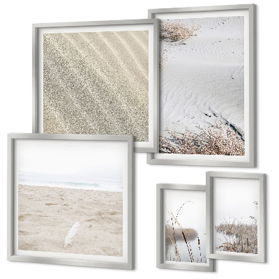 Tavelvägg med 5 tavlor Minimalistiska strandmotiv