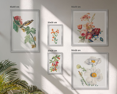 Set om 5 tavlor Blommiga fåglar vintagedekorationer