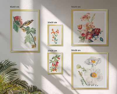 Set om 5 tavlor Blommiga fåglar vintagedekorationer