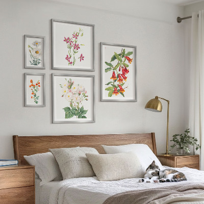 Väggdekoration tavelset Blommiga botaniska motiv