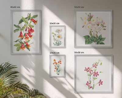 Väggdekoration tavelset Blommiga botaniska motiv