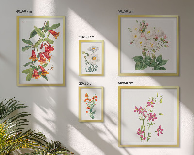 Väggdekoration tavelset Blommiga botaniska motiv