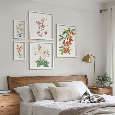 Väggdekoration tavelset Blommiga botaniska motiv
