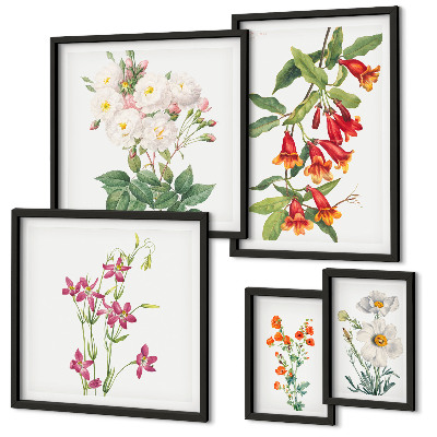 Väggdekoration tavelset Blommiga botaniska motiv