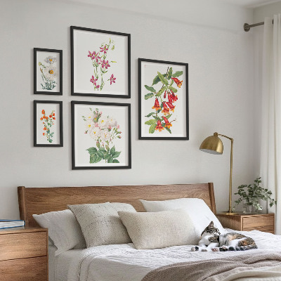 Väggdekoration tavelset Blommiga botaniska motiv