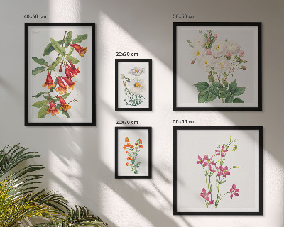 Väggdekoration tavelset Blommiga botaniska motiv