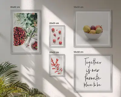 Frukt- och växtkompositioner set om 5 tavlor