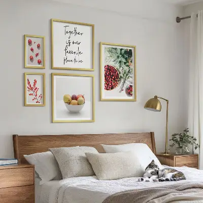 Frukt- och växtkompositioner set om 5 tavlor