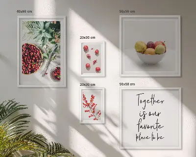 Frukt- och växtkompositioner set om 5 tavlor