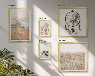 Naturliga strandlandskap set om 5 tavlor