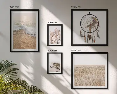 Naturliga strandlandskap set om 5 tavlor