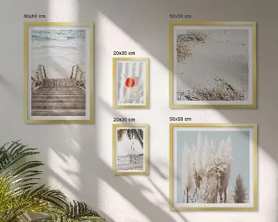 Tavelset med strandutsikt och natur set om 5 tavlor