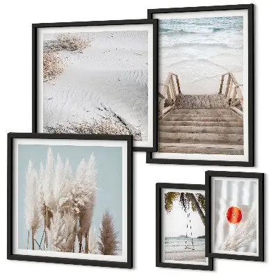 Tavelset med strandutsikt och natur set om 5 tavlor