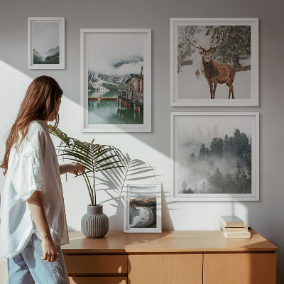 Tavelvägg med 5 tavlor Natur djurliv berg