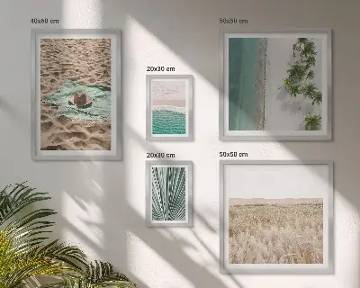 Tropisk strandutsikt set om 5 tavlor