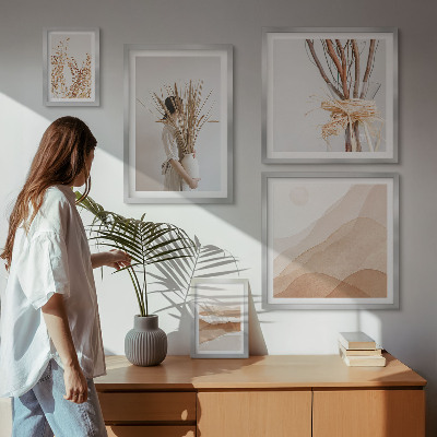 Väggdekoration tavelset Snygga boho växter och landskap