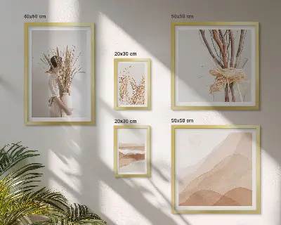 Väggdekoration tavelset med snygga boho-motiv av växter och landskap