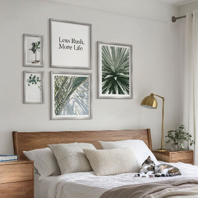 Tavelvägg med 5 tavlor Gröna blad moderna dekorationer