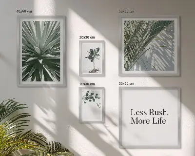 Tavelvägg med 5 tavlor gröna blad i modern stil
