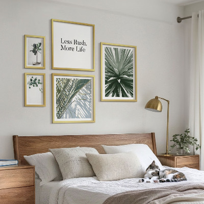 Tavelvägg med 5 tavlor Gröna blad moderna dekorationer