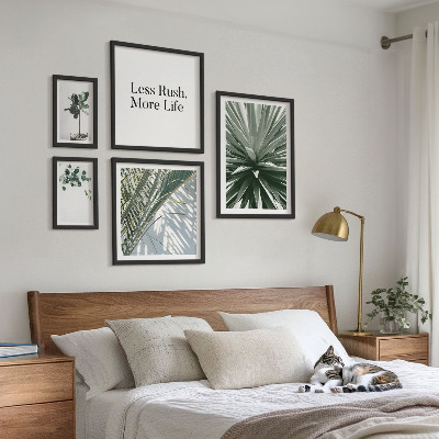 Tavelvägg med 5 tavlor Gröna blad moderna dekorationer