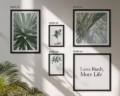 Tavelvägg med 5 tavlor gröna blad i modern stil