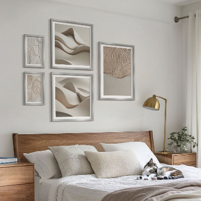 Tavelvägg med 5 tavlor Abstrakta beige mönster