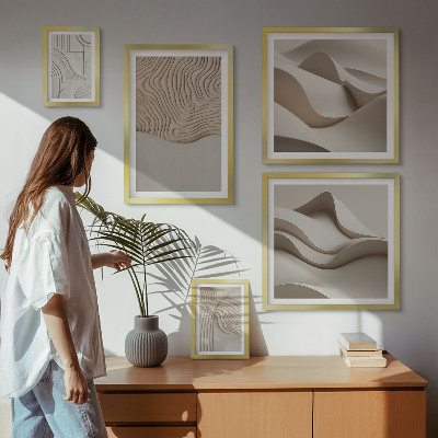 Tavelvägg med 5 tavlor Abstrakta beige mönster
