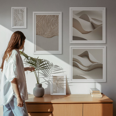 Tavelvägg med 5 tavlor Abstrakta beige mönster