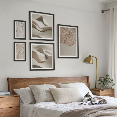 Tavelvägg med 5 tavlor Abstrakta beige mönster