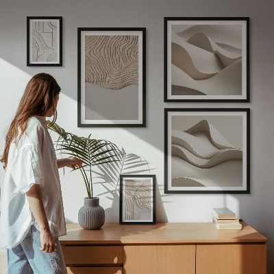 Tavelvägg med 5 tavlor Abstrakta beige mönster