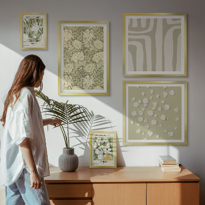Väggdekoration tavelset Plantera boho med blommor