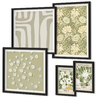 Väggdekoration tavelset Plantera boho med blommor