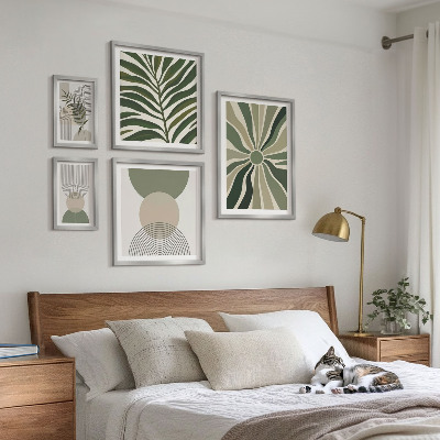 Set om 5 tavlor Snygg grafik med grönska
