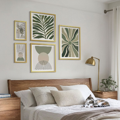 Set om 5 tavlor Snygg grafik med grönska