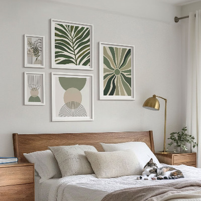 Set om 5 tavlor Snygg grafik med grönska