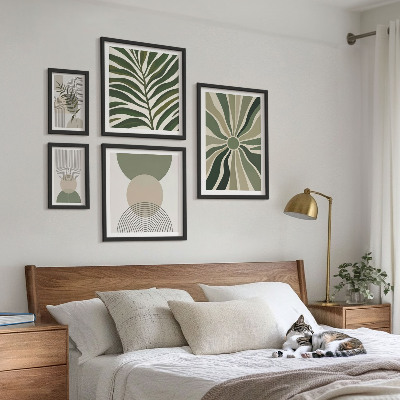 Set om 5 tavlor Snygg grafik med grönska