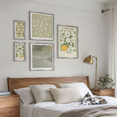 Tavelvägg med 5 tavlor Blommiga urbana motiv