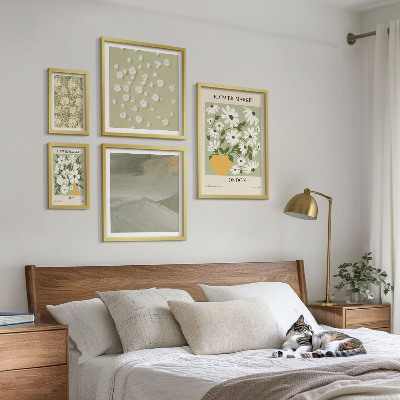 Tavelvägg med 5 tavlor Blommiga urbana motiv