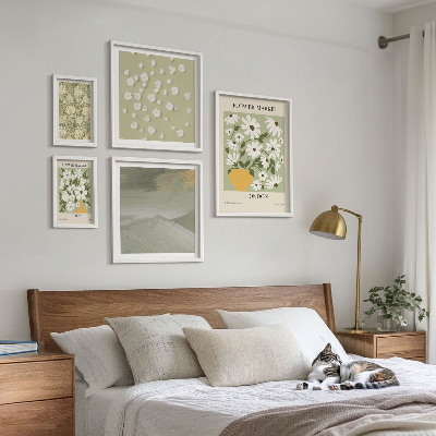 Tavelvägg med 5 tavlor Blommiga urbana motiv