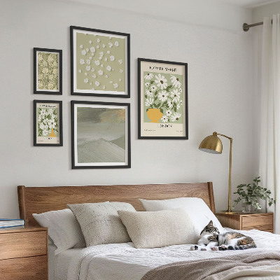 Tavelvägg med 5 tavlor Blommiga urbana motiv