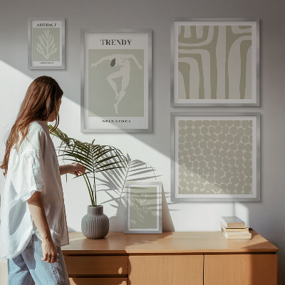 Väggdekoration tavelset Snygg abstrakt grön grafik