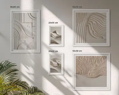 Abstrakta beige-vita strukturer tavelset med 5 delar