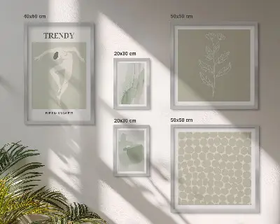 Tavelset med 5 delar snygg grafik med grönt tema