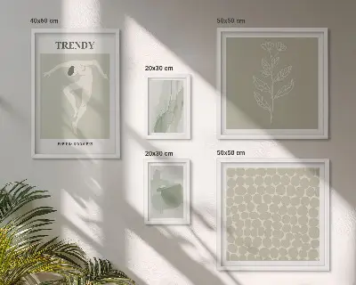 Tavelset med 5 delar snygg grafik med grönt tema